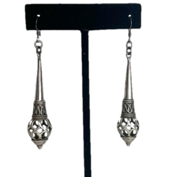 Sterling Silver Long Drop Earrings - Picture 1 of 7